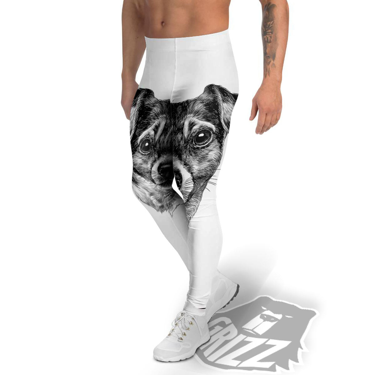 Jack Russell Terrier Drawing Print Men's Leggings-grizzshop