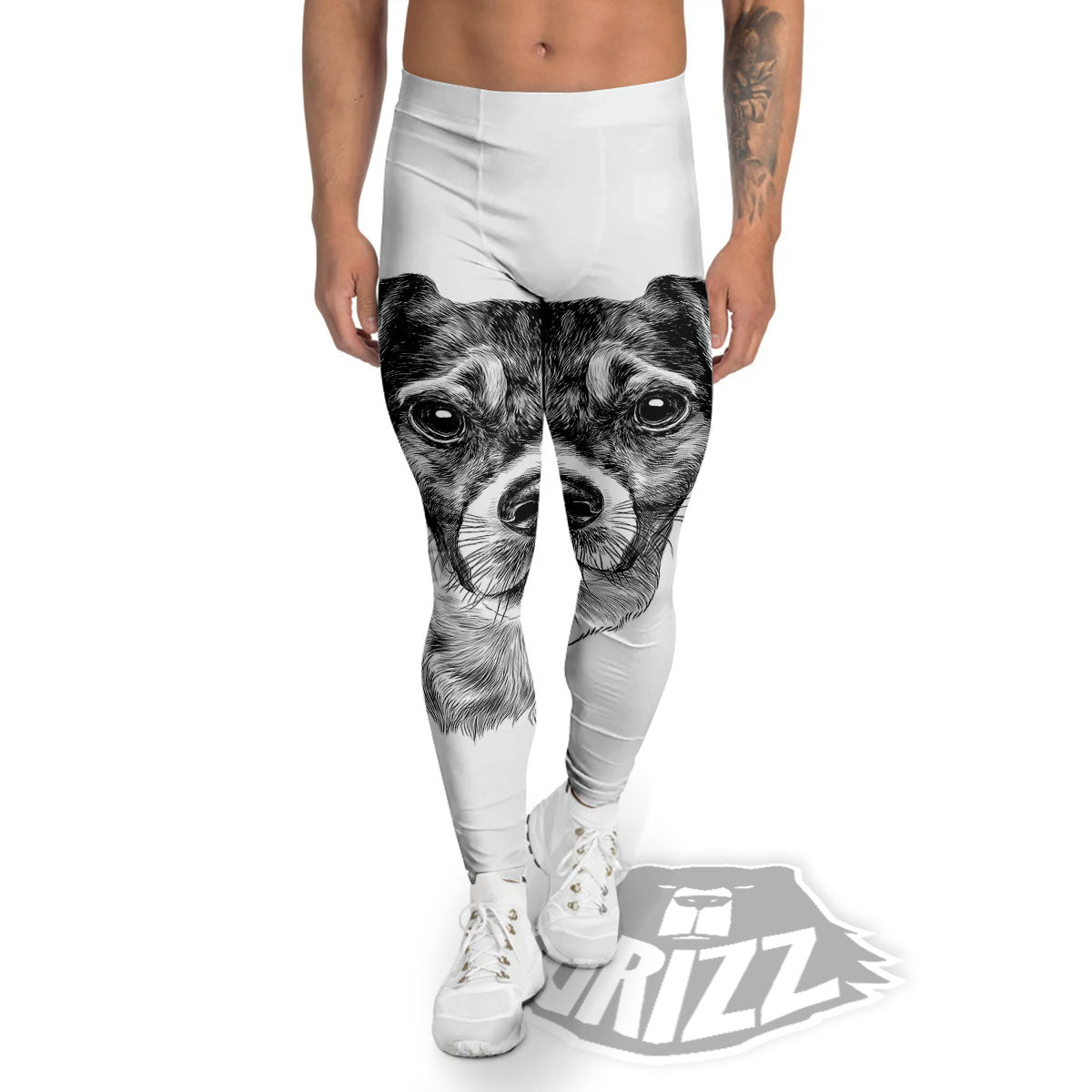 Jack Russell Terrier Drawing Print Men's Leggings-grizzshop