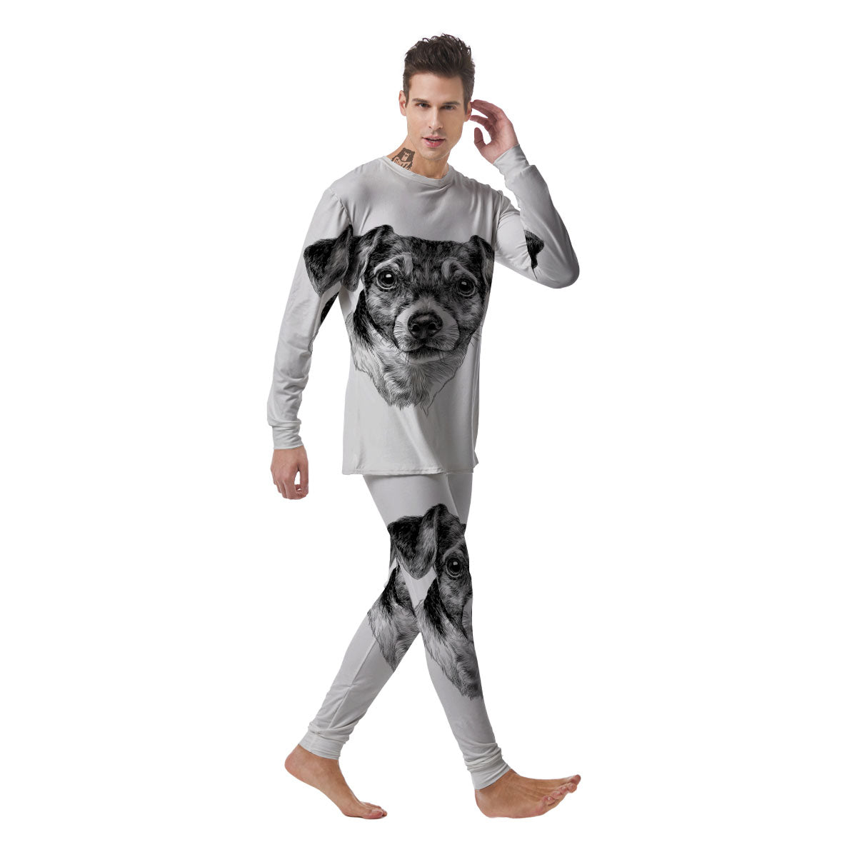 Jack Russell Terrier Drawing Print Men's Pajamas-grizzshop