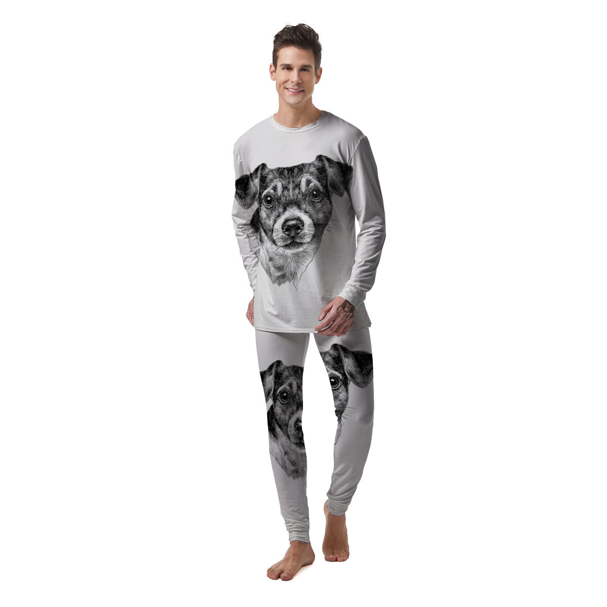 Jack Russell Terrier Drawing Print Men's Pajamas-grizzshop