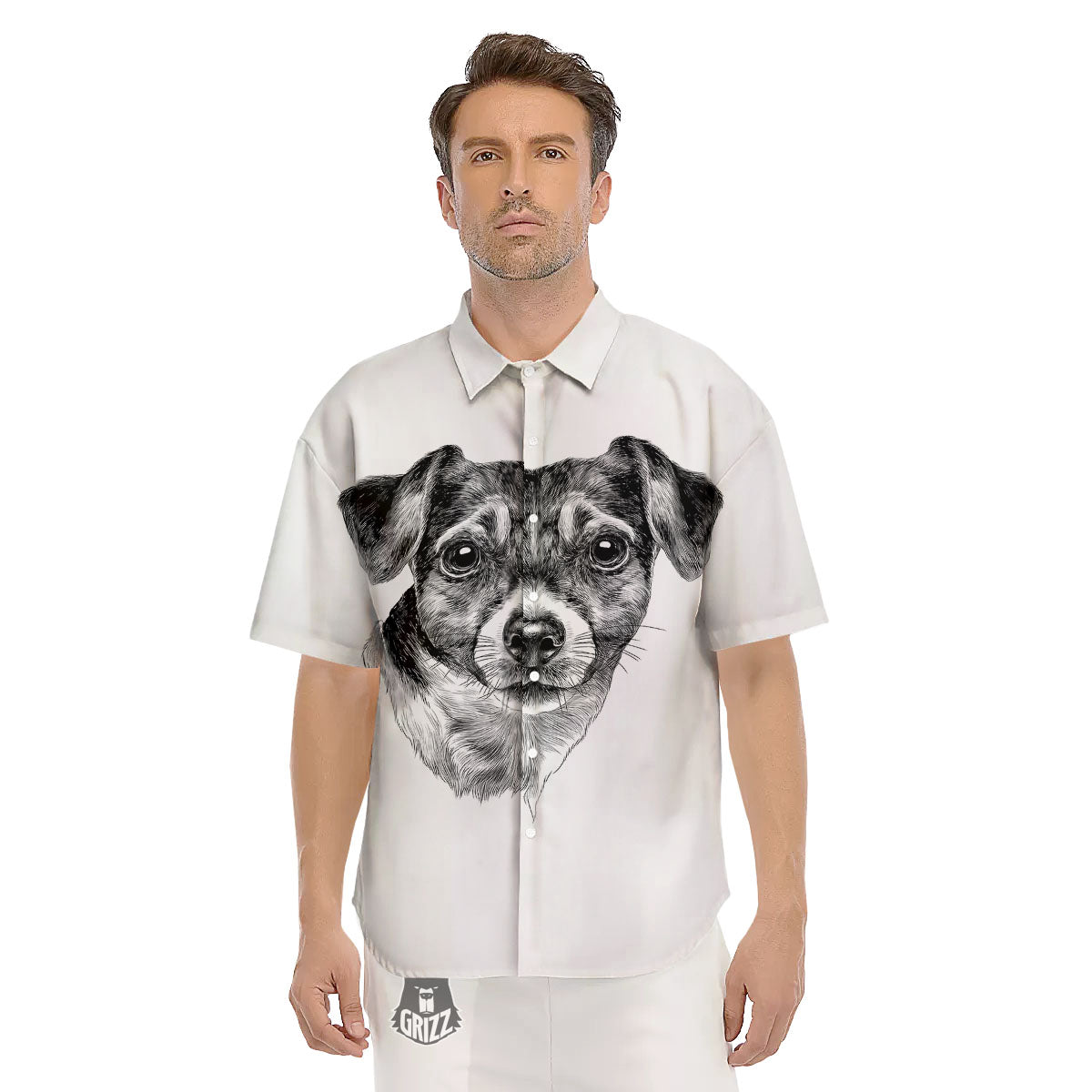 Jack Russell Terrier Drawing Print Men's Short Sleeve Shirts-grizzshop