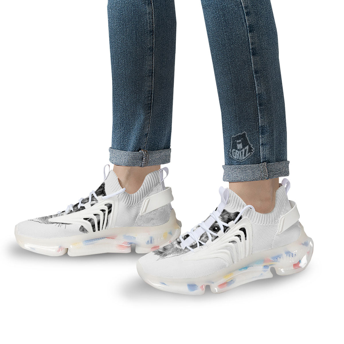 Jack Russell Terrier Drawing Print White Gym Shoes-grizzshop