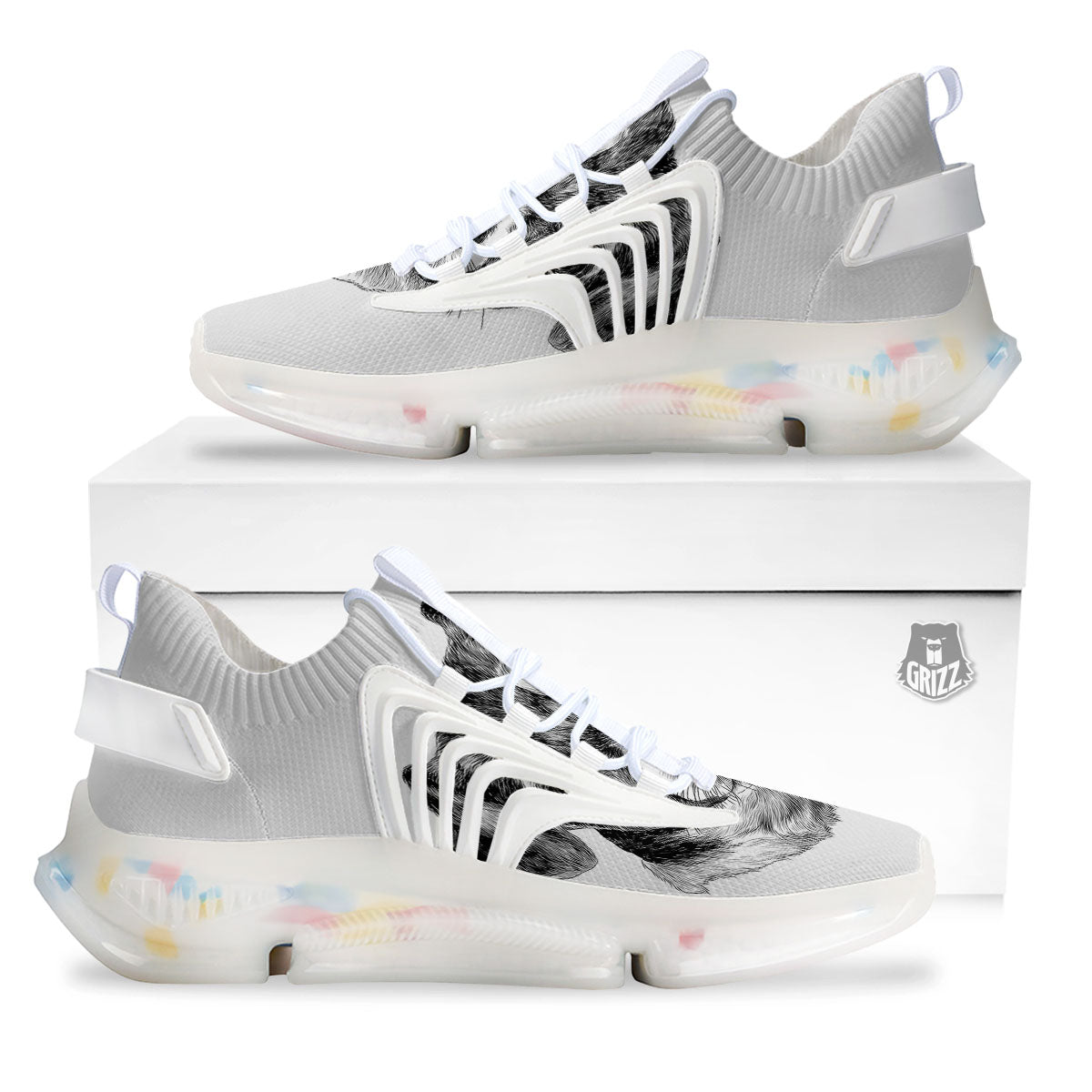 Jack Russell Terrier Drawing Print White Gym Shoes-grizzshop