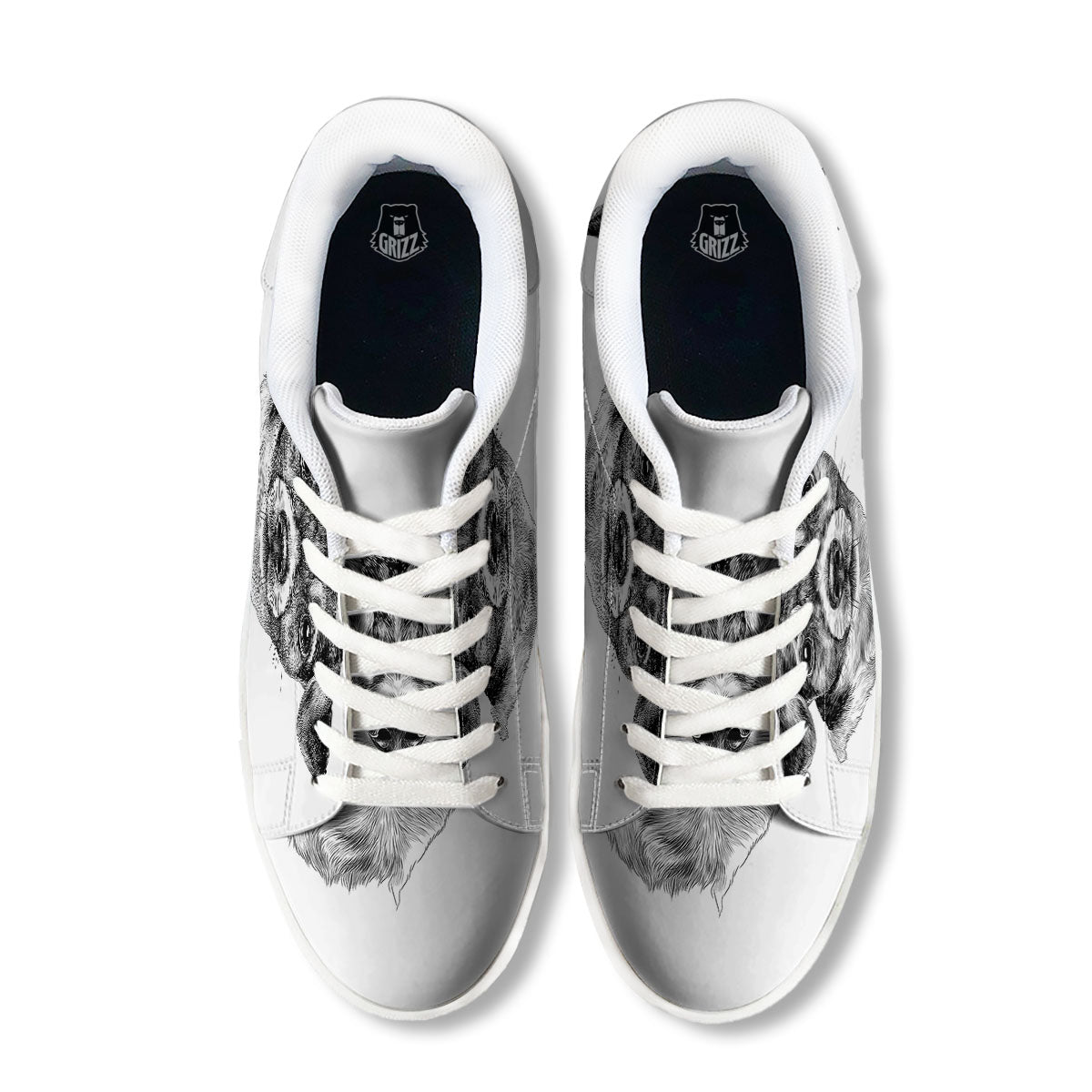Jack Russell Terrier Drawing Print White Low Top Sneakers-grizzshop