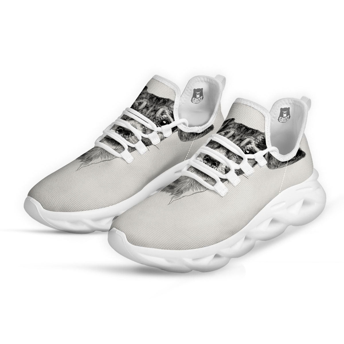 Jack Russell Terrier Drawing Print White Running Shoes-grizzshop