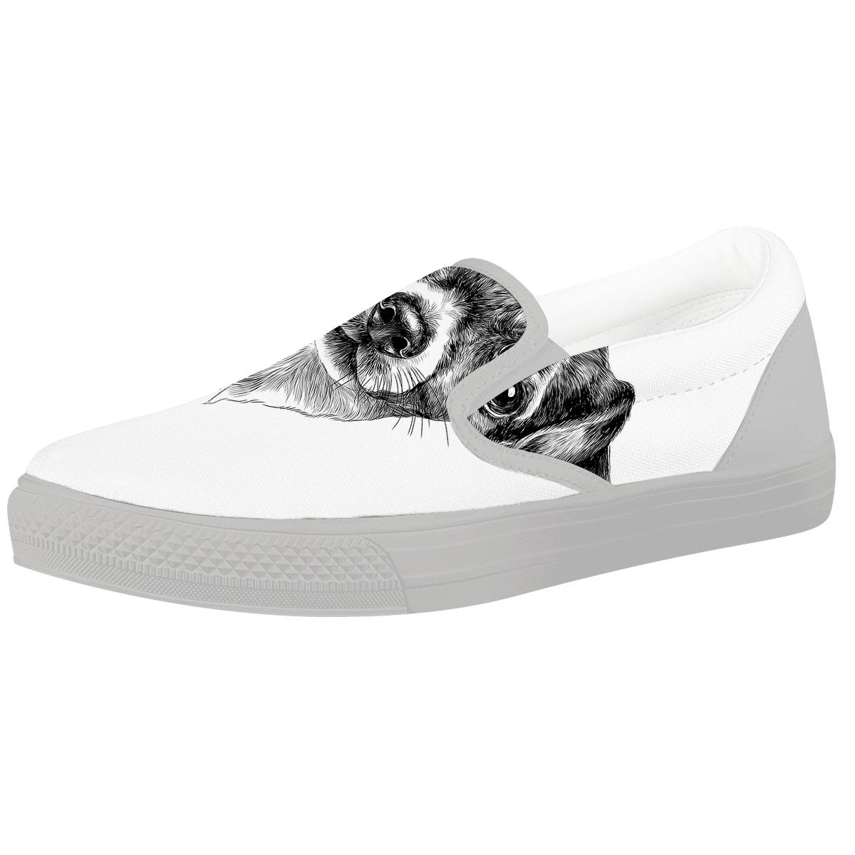 Jack Russell Terrier Drawing Print White Slip On Shoes-grizzshop