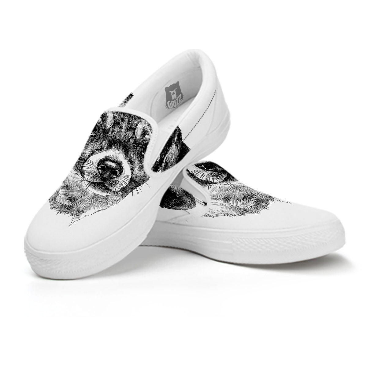 Jack Russell Terrier Drawing Print White Slip On Shoes-grizzshop