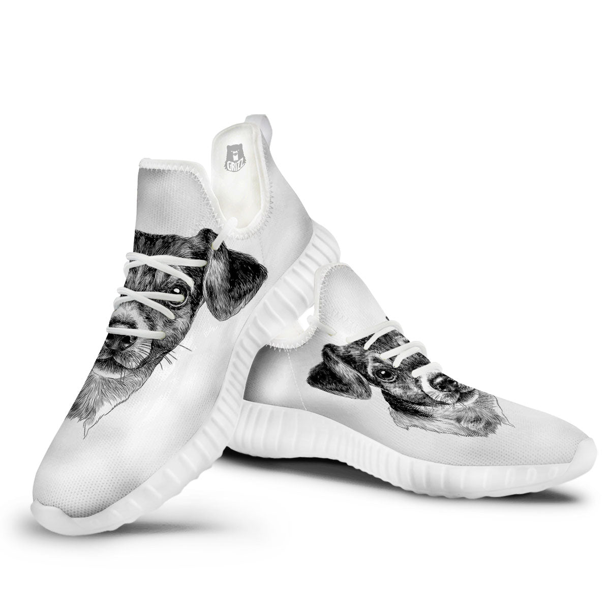Jack Russell Terrier Drawing Print White Walking Shoes-grizzshop