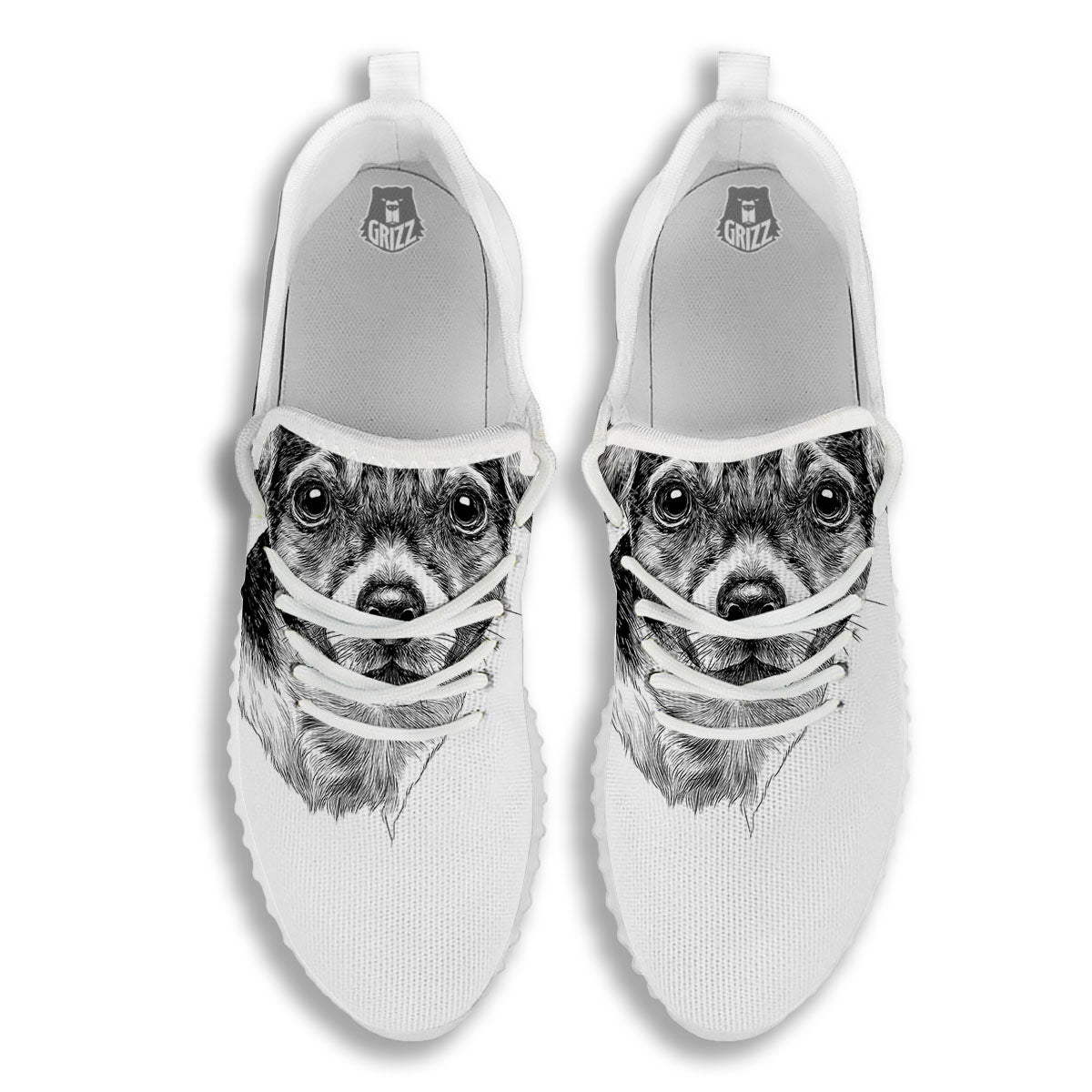 Jack Russell Terrier Drawing Print White Walking Shoes-grizzshop