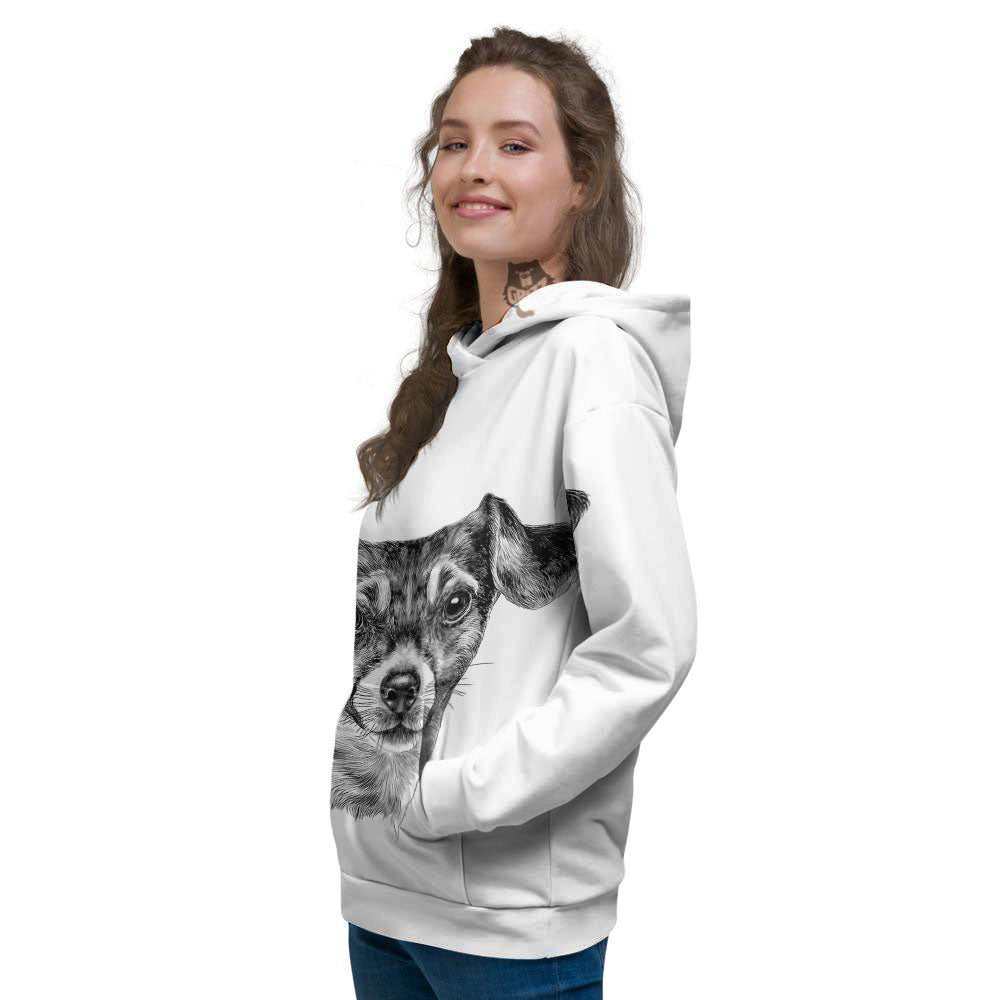 Jack Russell Terrier Drawing Print Women's Hoodie-grizzshop