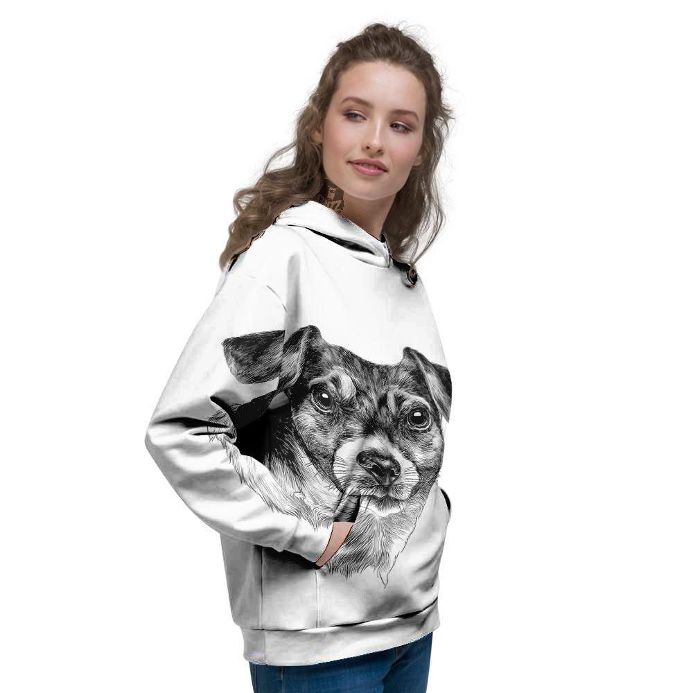 Jack Russell Terrier Drawing Print Women's Hoodie-grizzshop