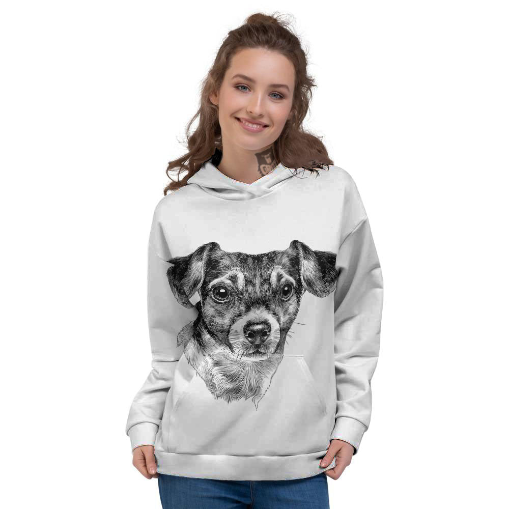 Jack Russell Terrier Drawing Print Women's Hoodie-grizzshop