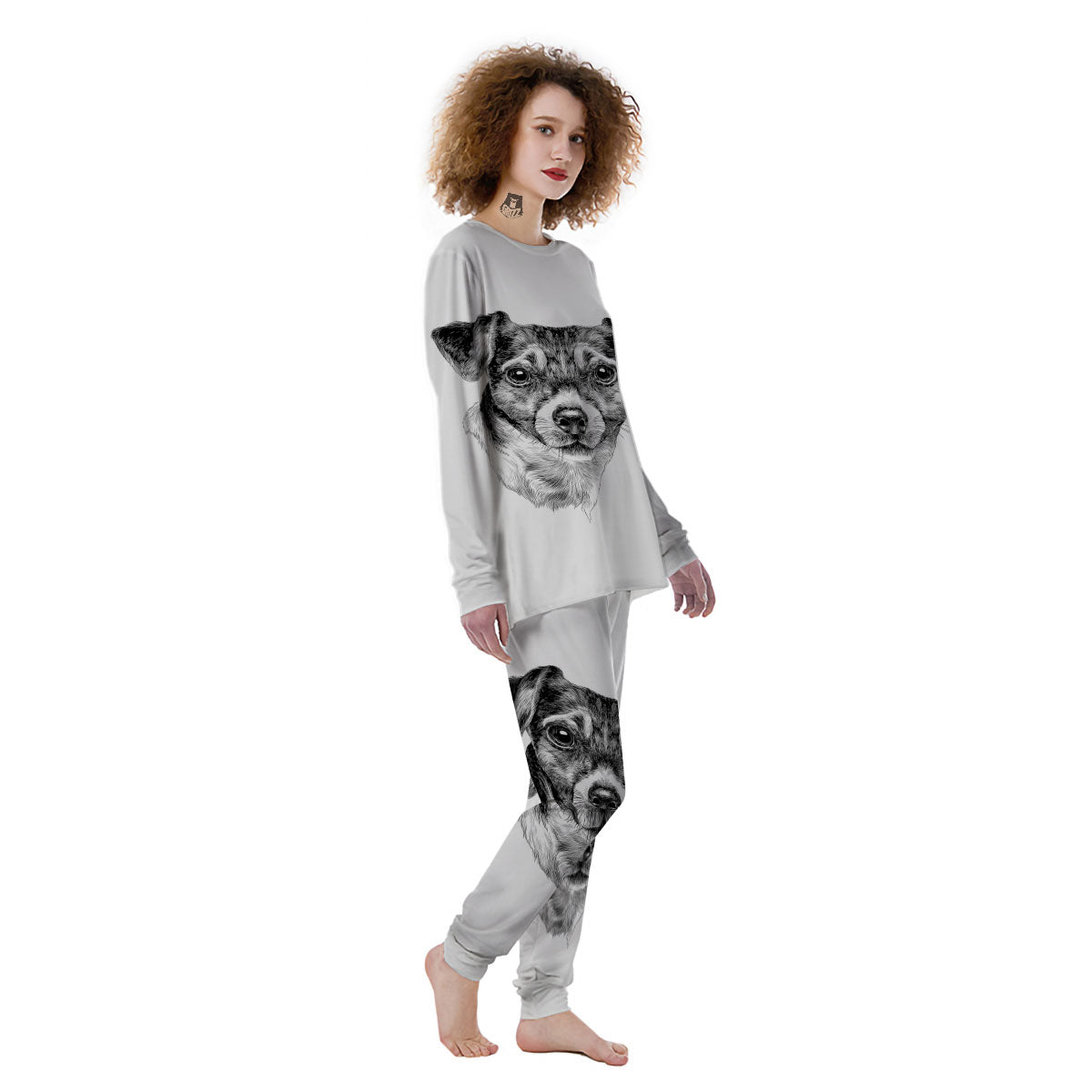 Jack Russell Terrier Drawing Print Women's Pajamas-grizzshop