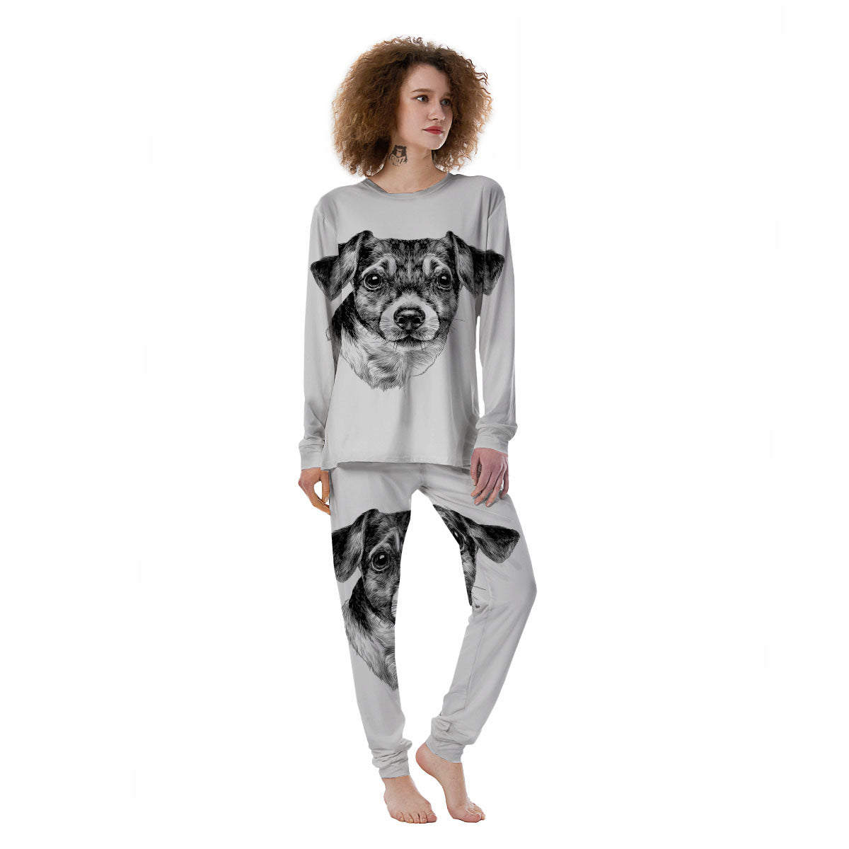 Jack Russell Terrier Drawing Print Women's Pajamas-grizzshop