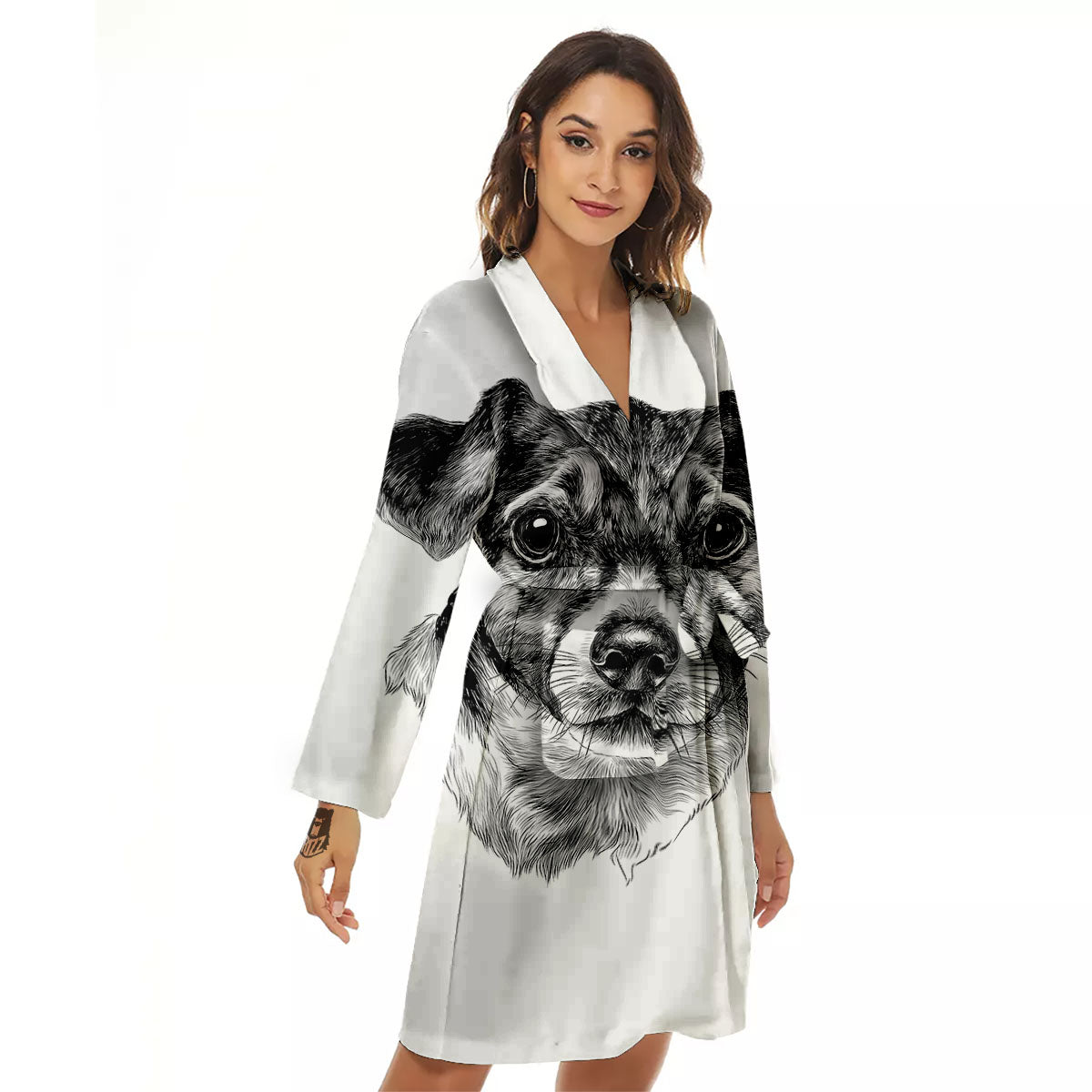 Jack Russell Terrier Drawing Print Women's Robe-grizzshop