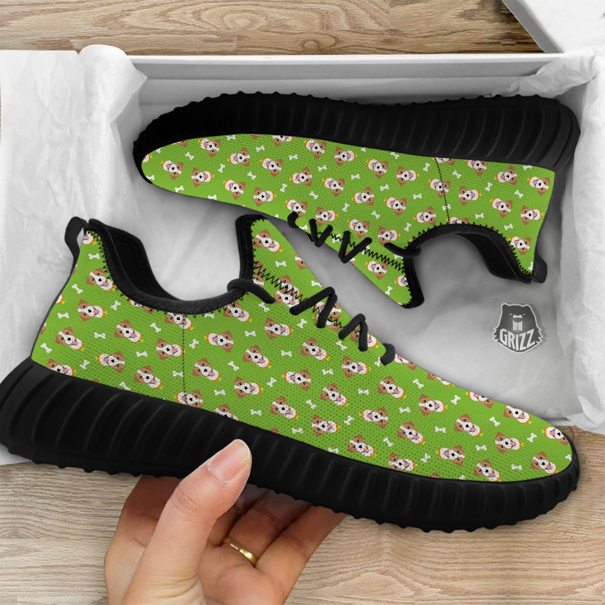 Jack Russell Terrier Happy Print Pattern Black Walking Shoes-grizzshop