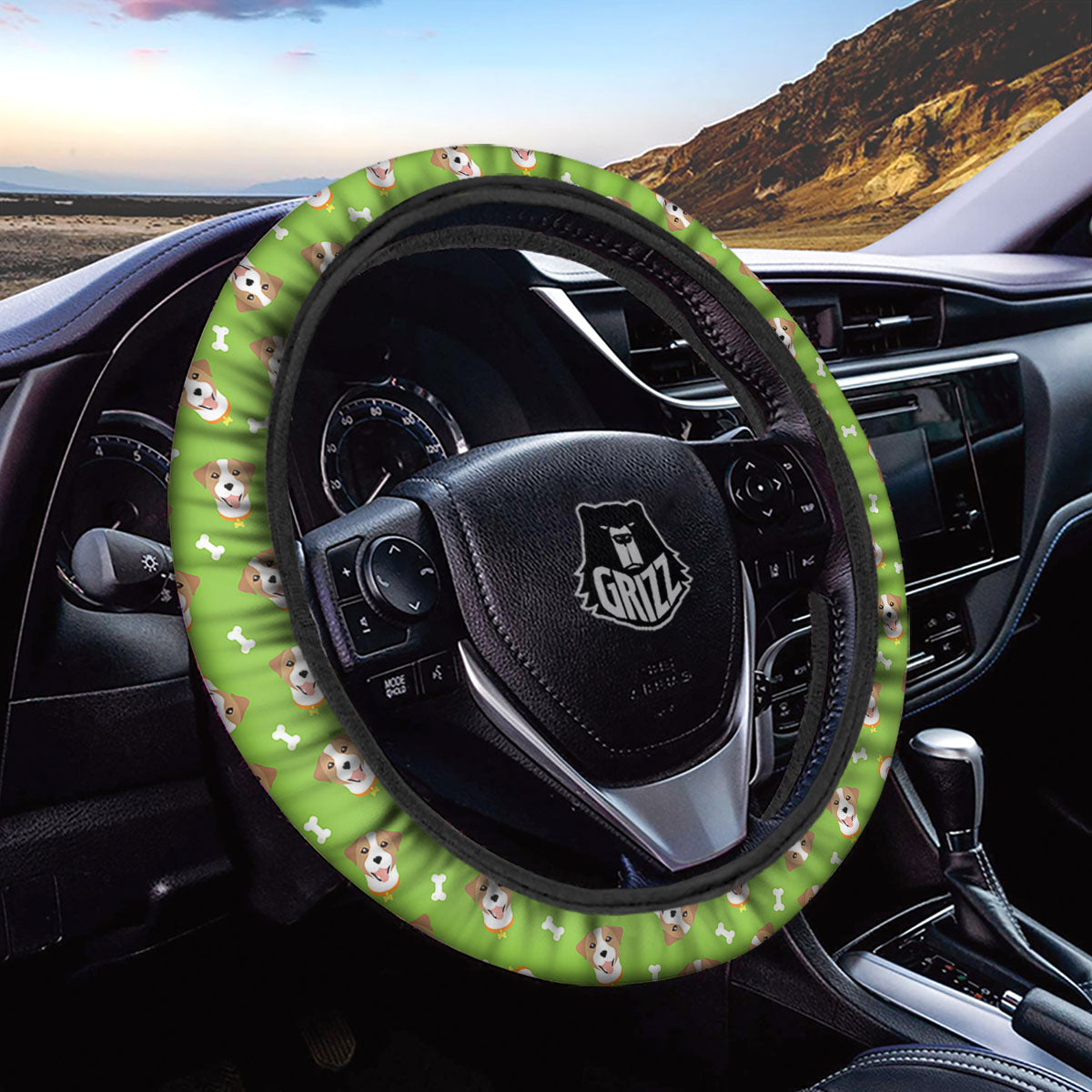 Jack Russell Terrier Happy Print Pattern Car Steering Wheel Cover-grizzshop