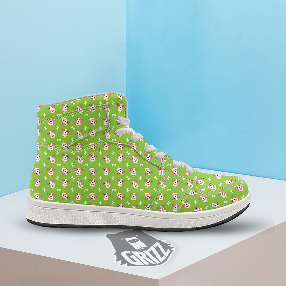 Jack Russell Terrier Happy Print Pattern High Top Sneakers-grizzshop