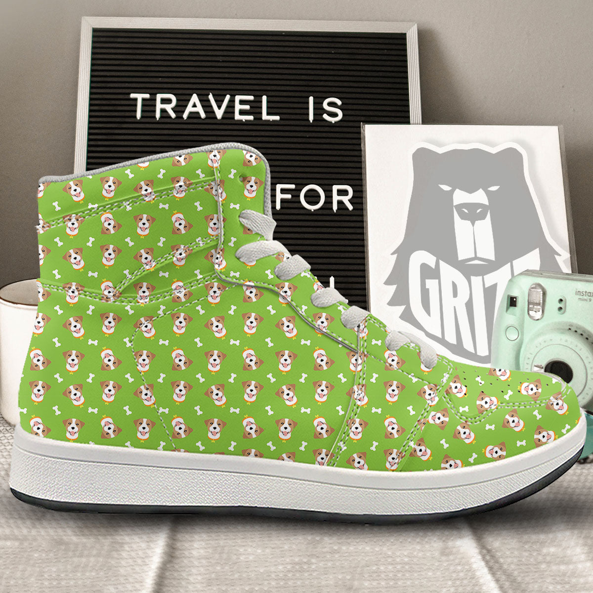 Jack Russell Terrier Happy Print Pattern High Top Sneakers-grizzshop