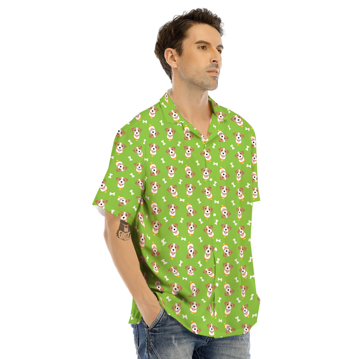 Jack Russell Terrier Happy Print Pattern Men's Hawaiian Shirt-grizzshop