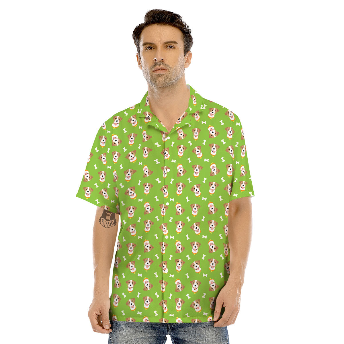 Jack Russell Terrier Happy Print Pattern Men's Hawaiian Shirt-grizzshop