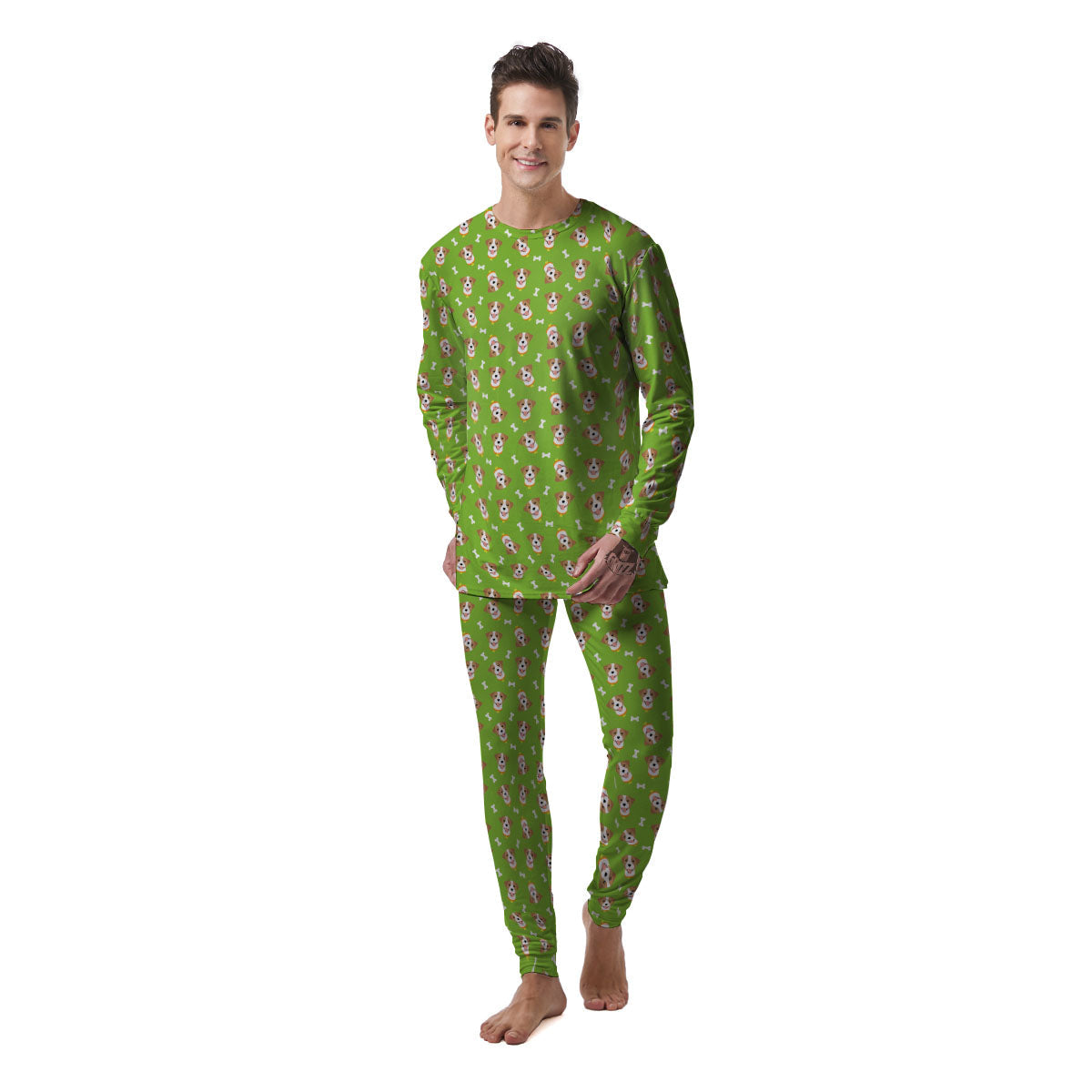 Jack Russell Terrier Happy Print Pattern Men's Pajamas-grizzshop