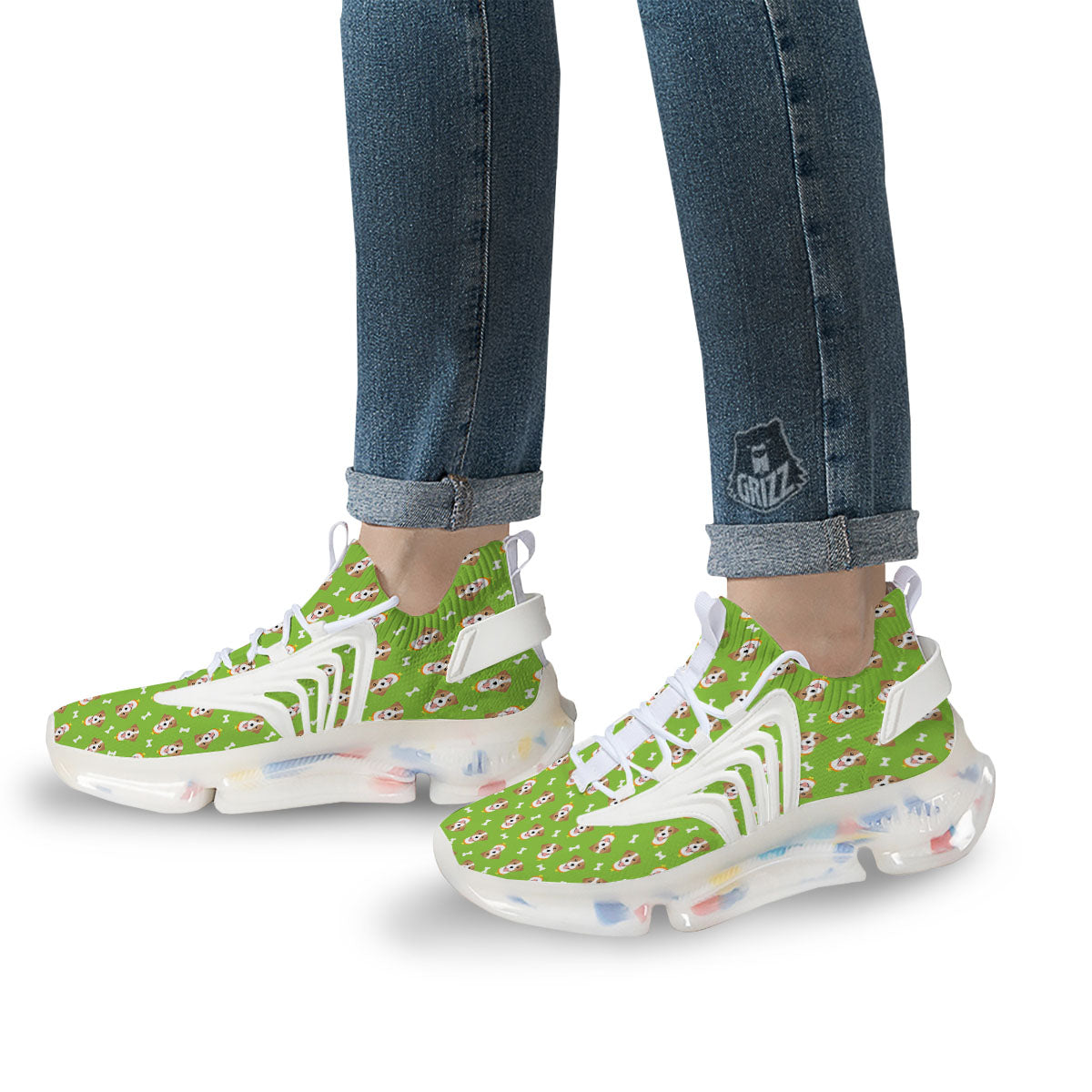 Jack Russell Terrier Happy Print Pattern White Gym Shoes-grizzshop