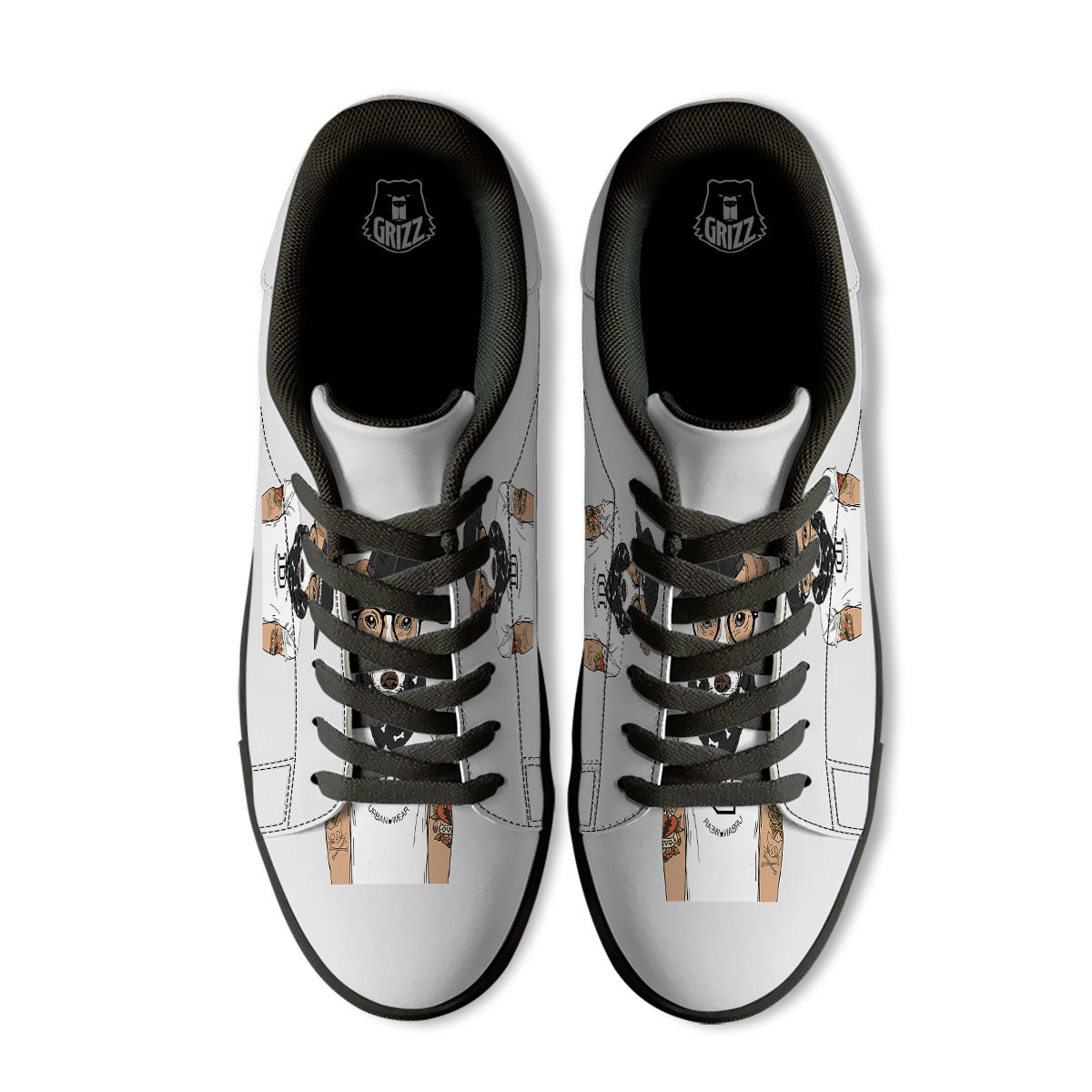 Jack Russell Terrier Hipster Print Black Low Top Sneakers-grizzshop