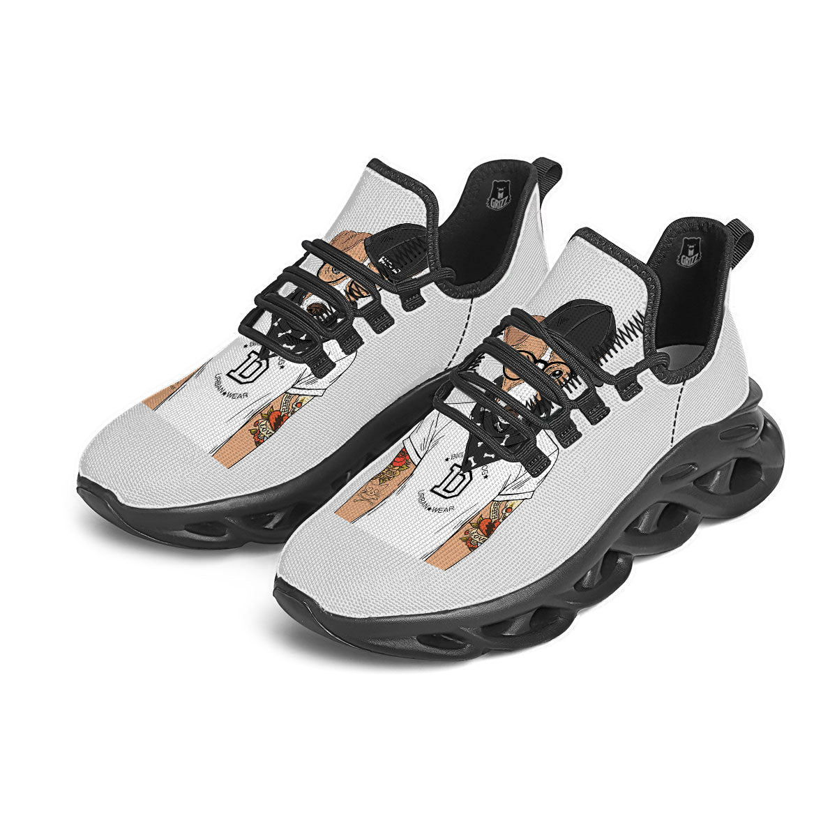 Jack Russell Terrier Hipster Print Black Running Shoes-grizzshop