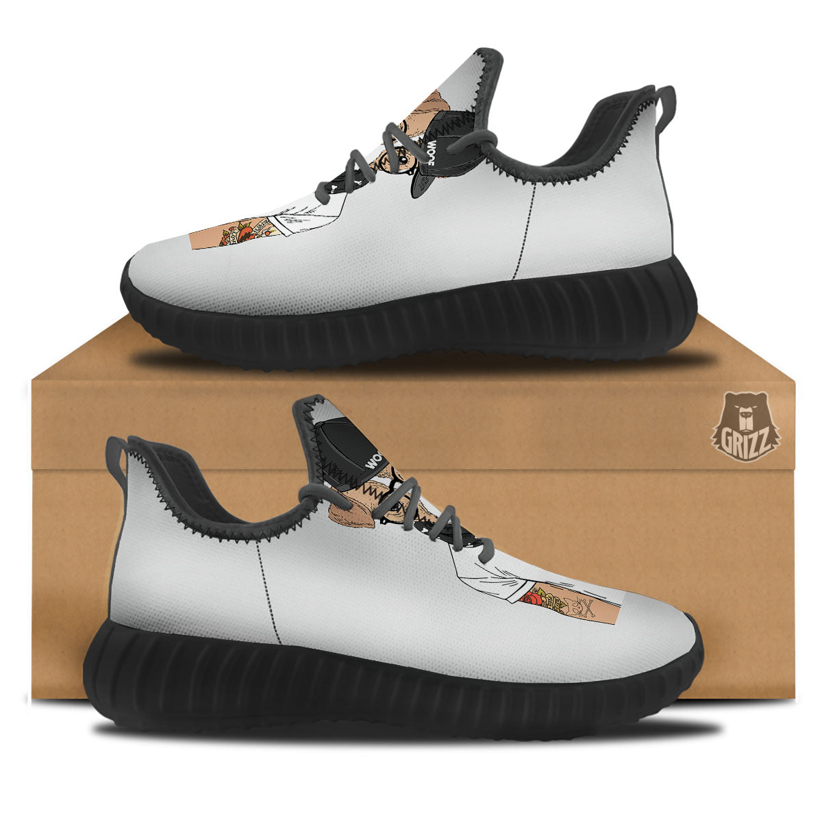 Jack Russell Terrier Hipster Print Black Walking Shoes-grizzshop