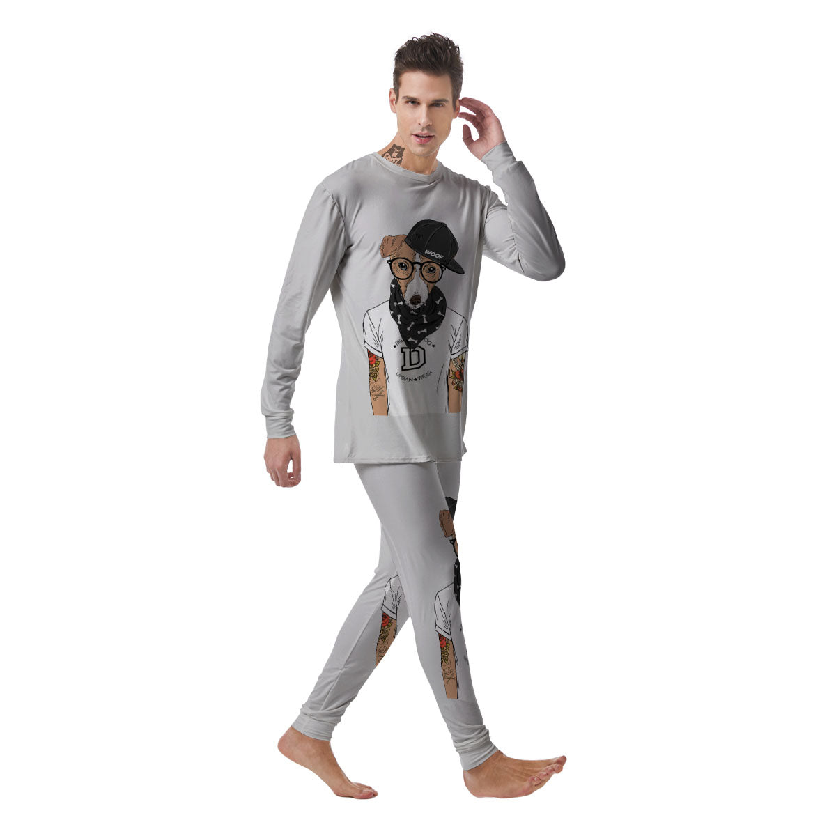 Jack Russell Terrier Hipster Print Men's Pajamas-grizzshop