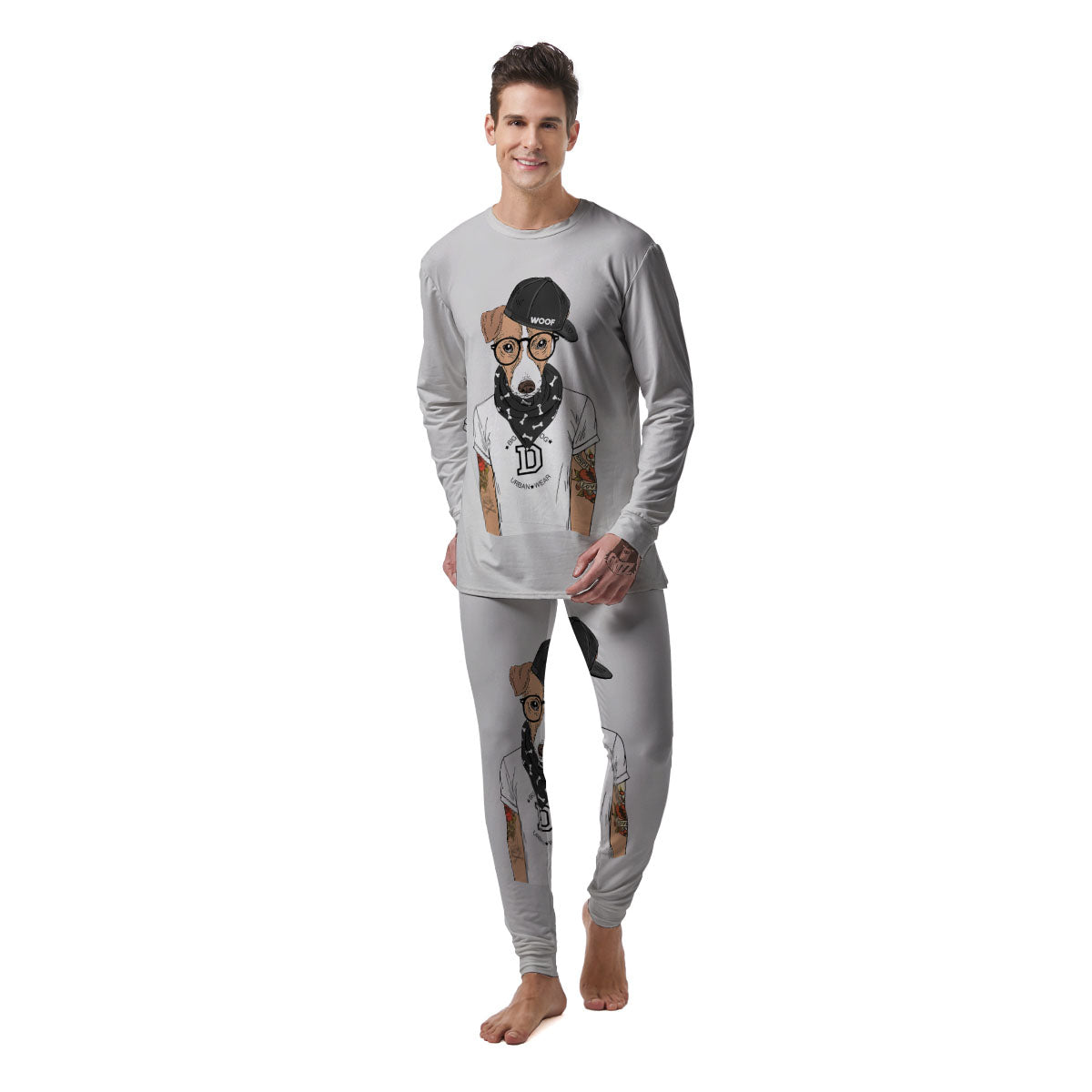 Jack Russell Terrier Hipster Print Men's Pajamas-grizzshop