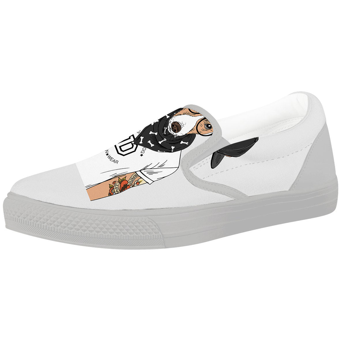 Jack Russell Terrier Hipster Print White Slip On Shoes-grizzshop