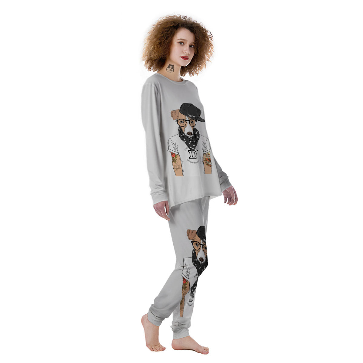 Jack Russell Terrier Hipster Print Women's Pajamas-grizzshop