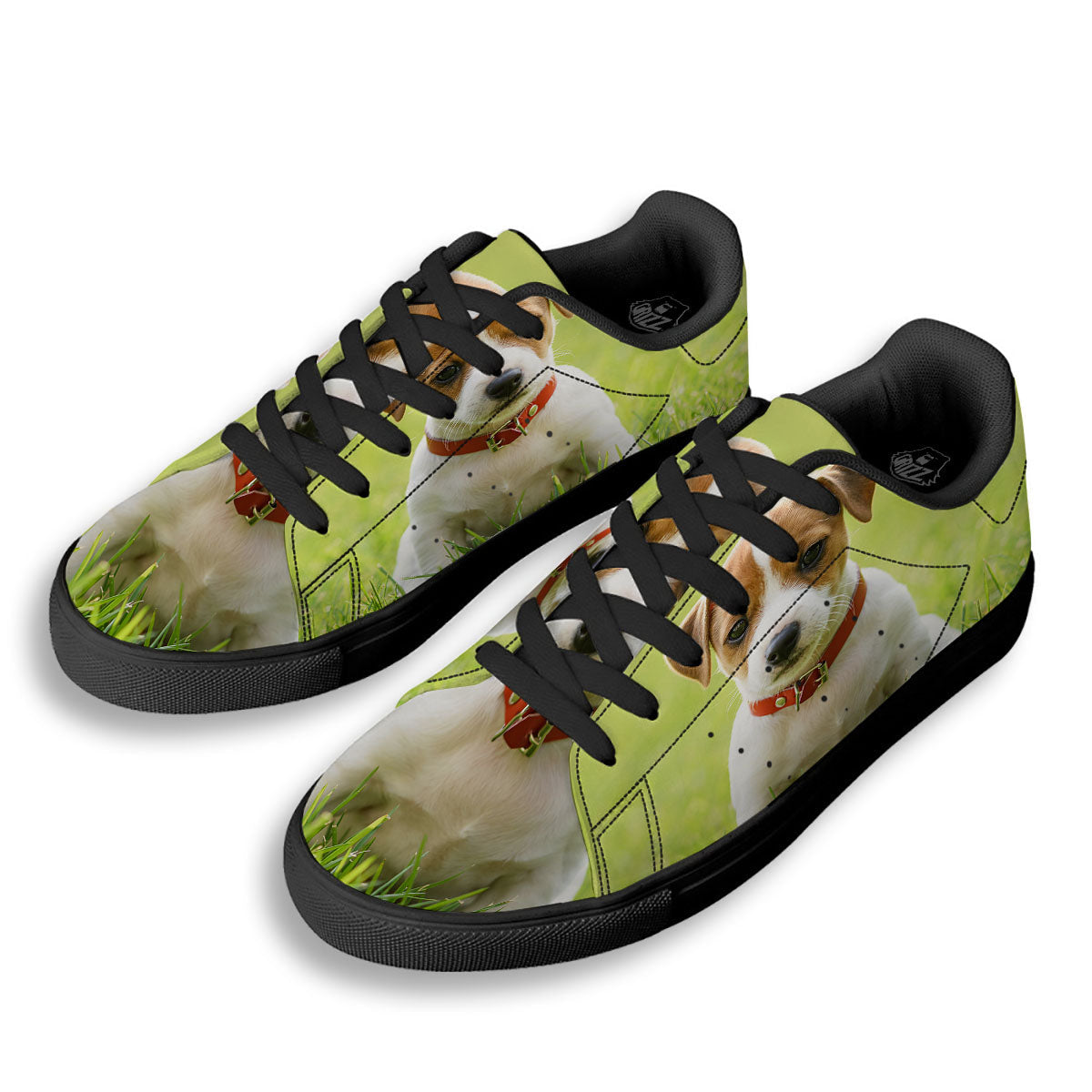 Jack Russell Terrier Little Print Black Low Top Sneakers-grizzshop