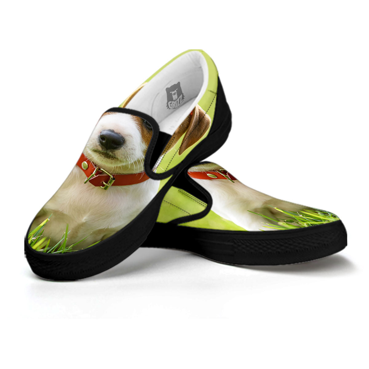 Jack Russell Terrier Little Print Black Slip On Shoes-grizzshop