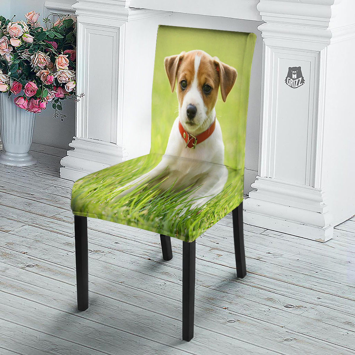 Jack Russell Terrier Little Print Dining Chair Slipcover-grizzshop
