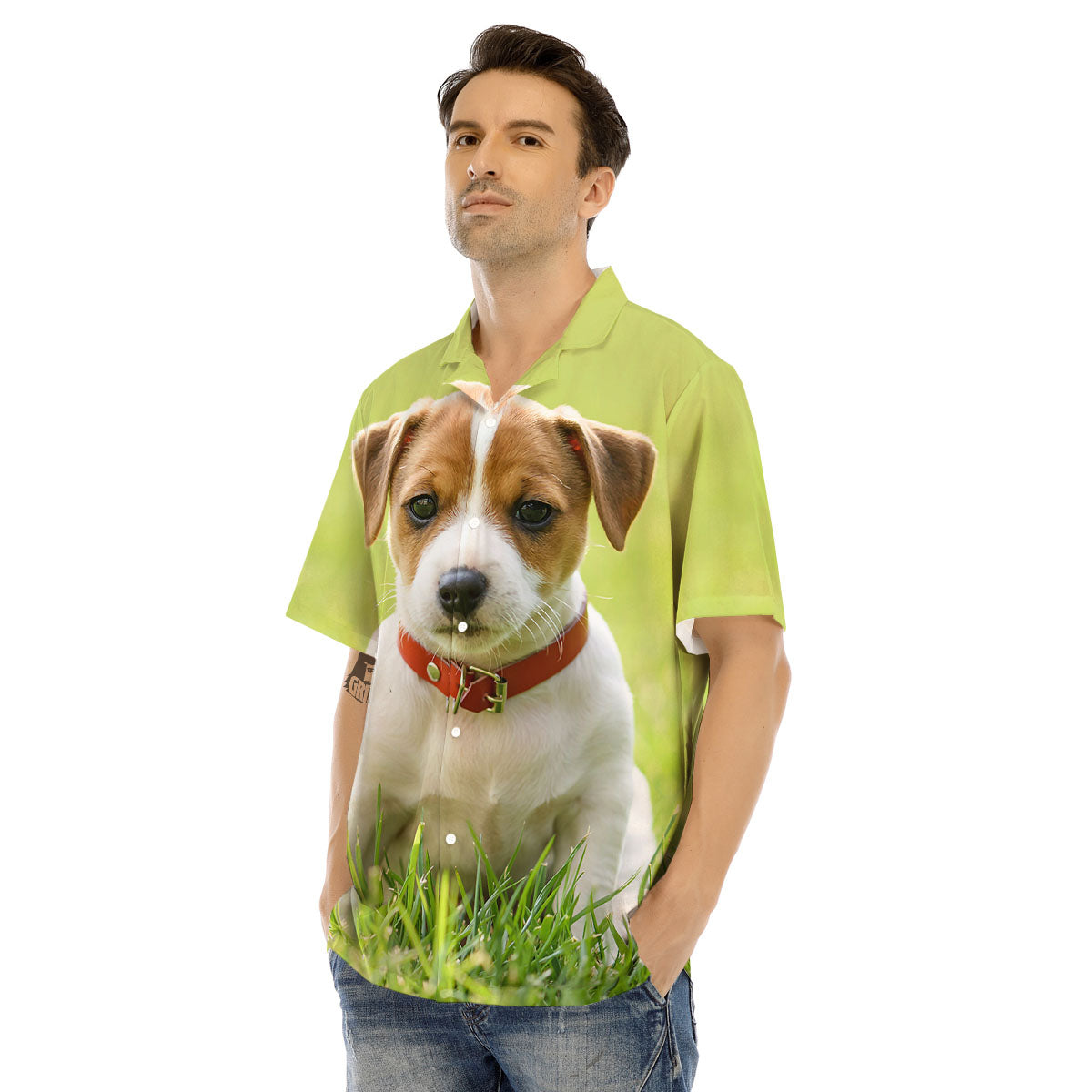 Jack Russell Terrier Little Print Men's Hawaiian Shirt-grizzshop