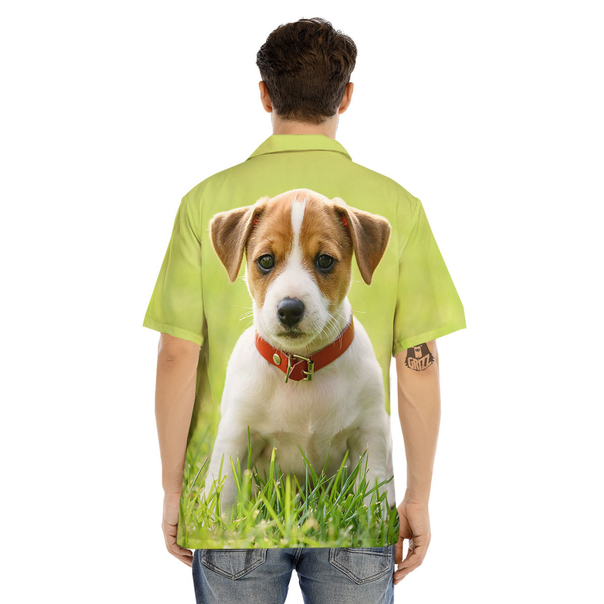 Jack Russell Terrier Little Print Men's Hawaiian Shirt-grizzshop