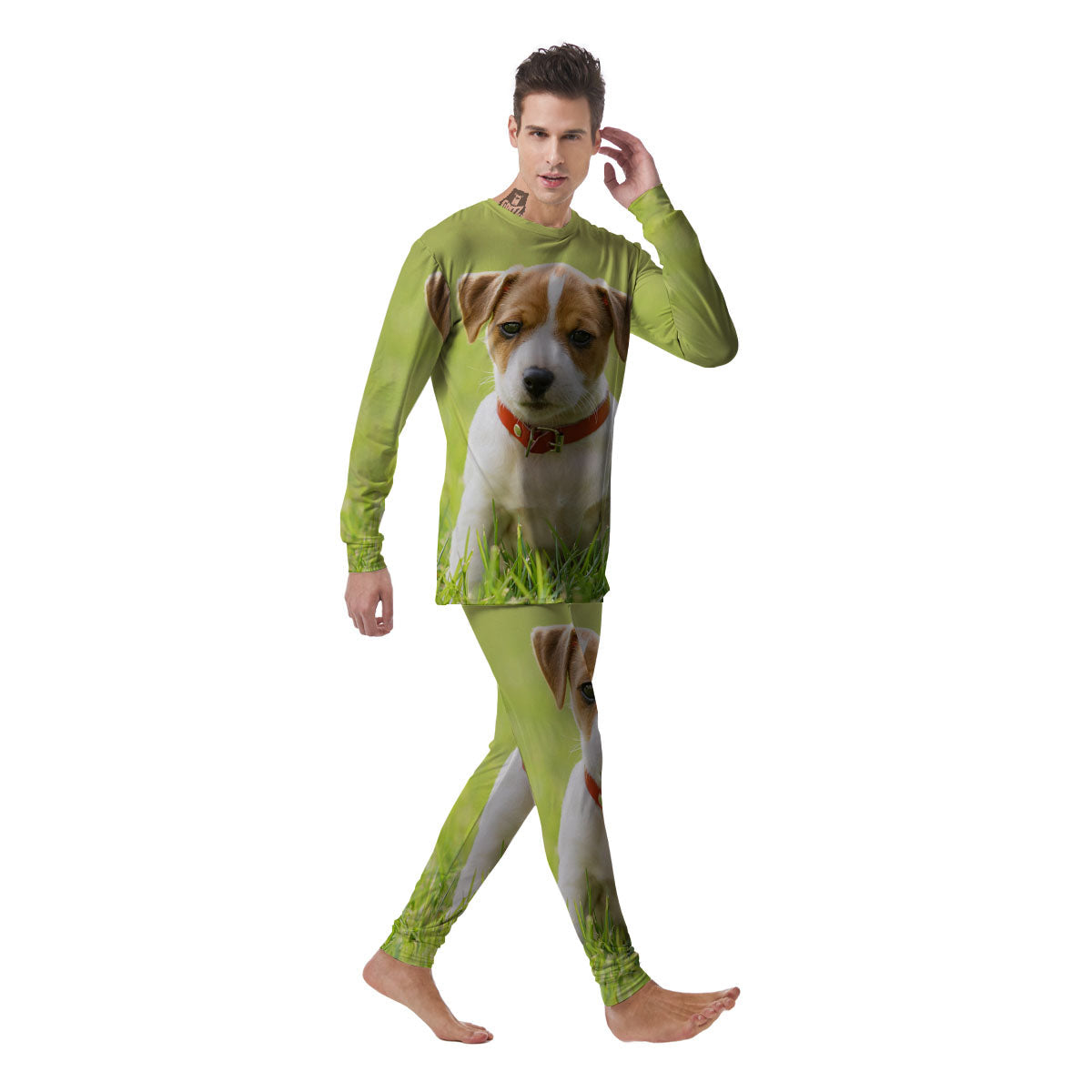 Jack Russell Terrier Little Print Men's Pajamas-grizzshop