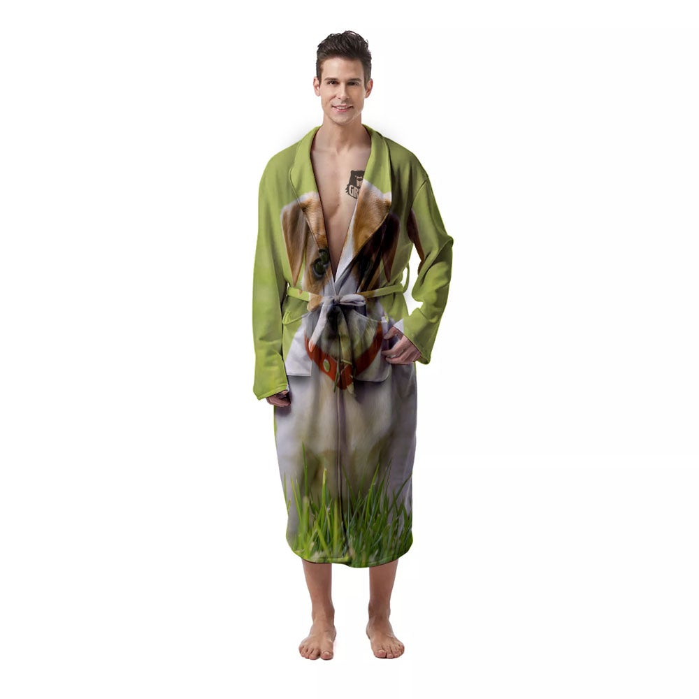 Jack Russell Terrier Little Print Men's Robe-grizzshop