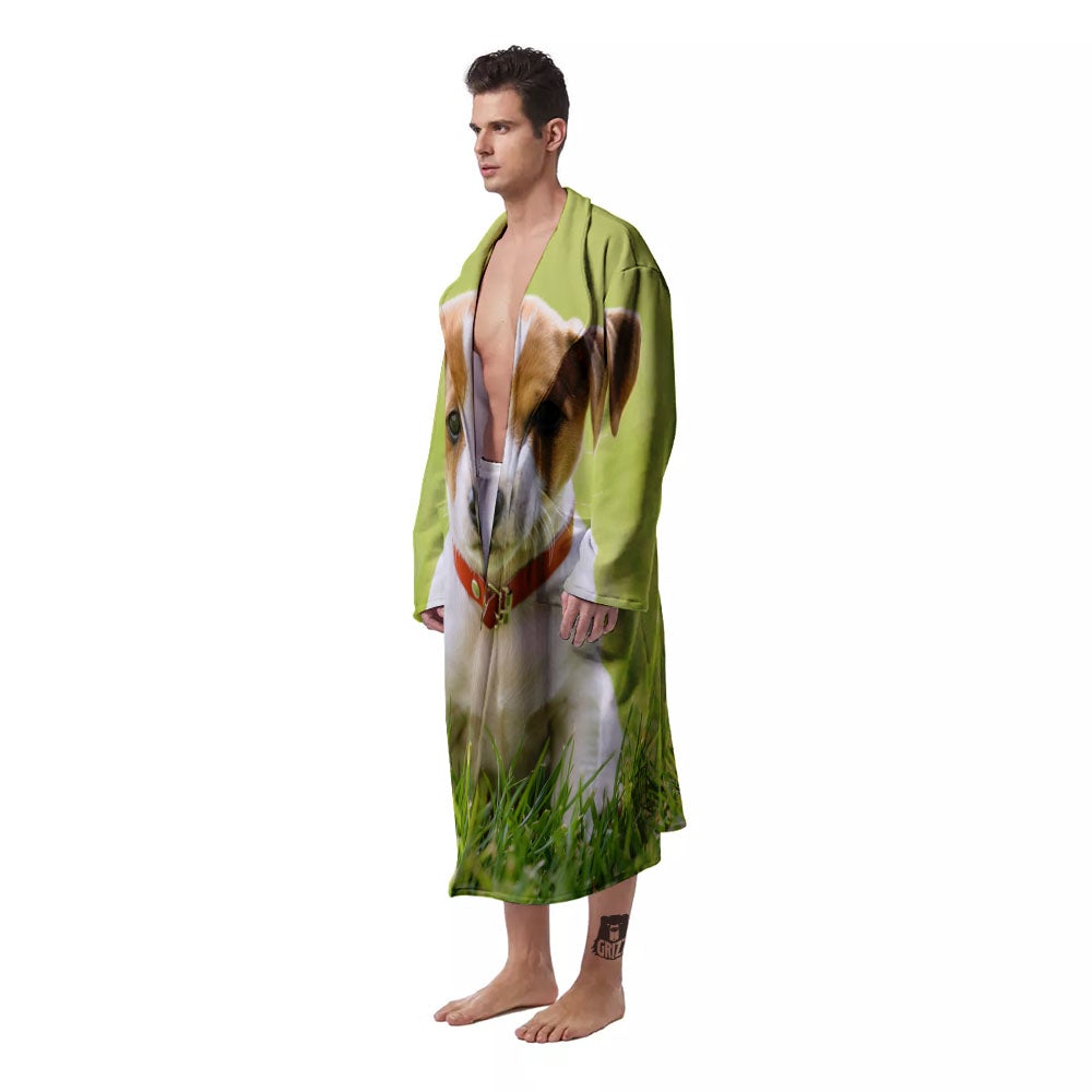 Jack Russell Terrier Little Print Men's Robe-grizzshop
