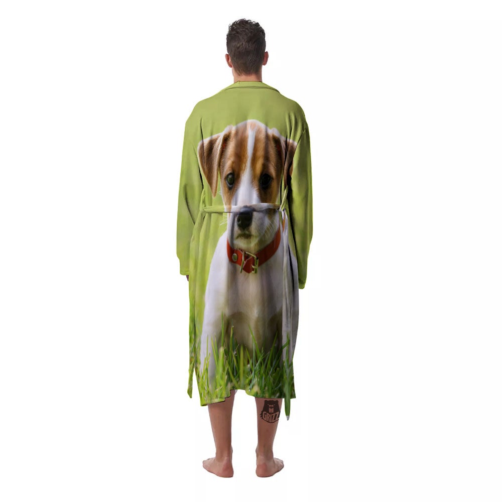 Jack Russell Terrier Little Print Men's Robe-grizzshop