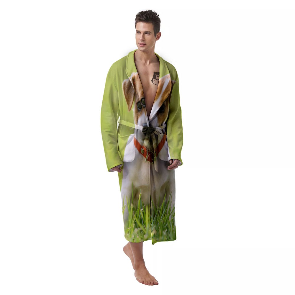 Jack Russell Terrier Little Print Men's Robe-grizzshop