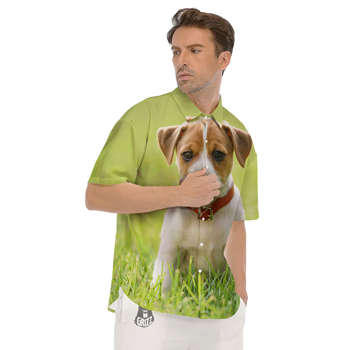 Jack Russell Terrier Little Print Men's Short Sleeve Shirts-grizzshop