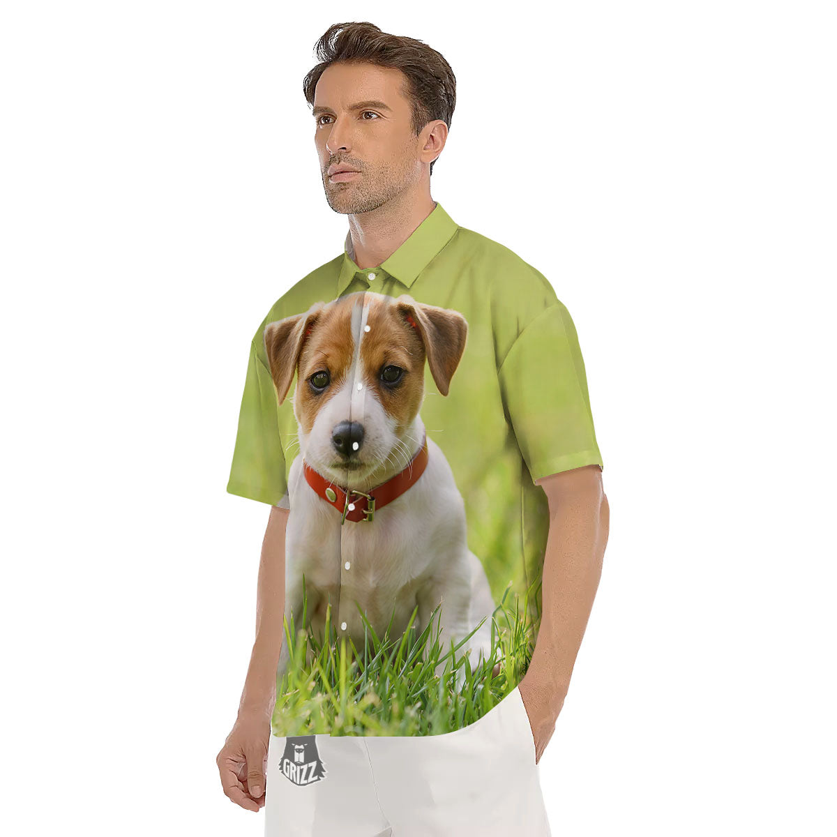 Jack Russell Terrier Little Print Men's Short Sleeve Shirts-grizzshop