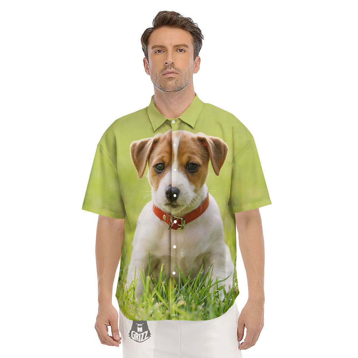 Jack Russell Terrier Little Print Men's Short Sleeve Shirts-grizzshop
