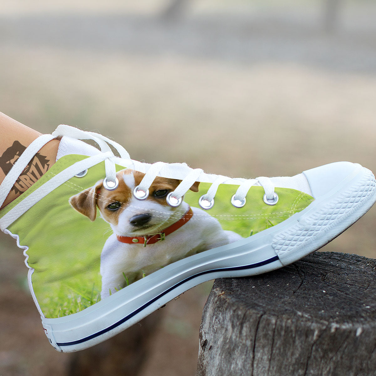 Jack Russell Terrier Little Print White High Top Shoes-grizzshop