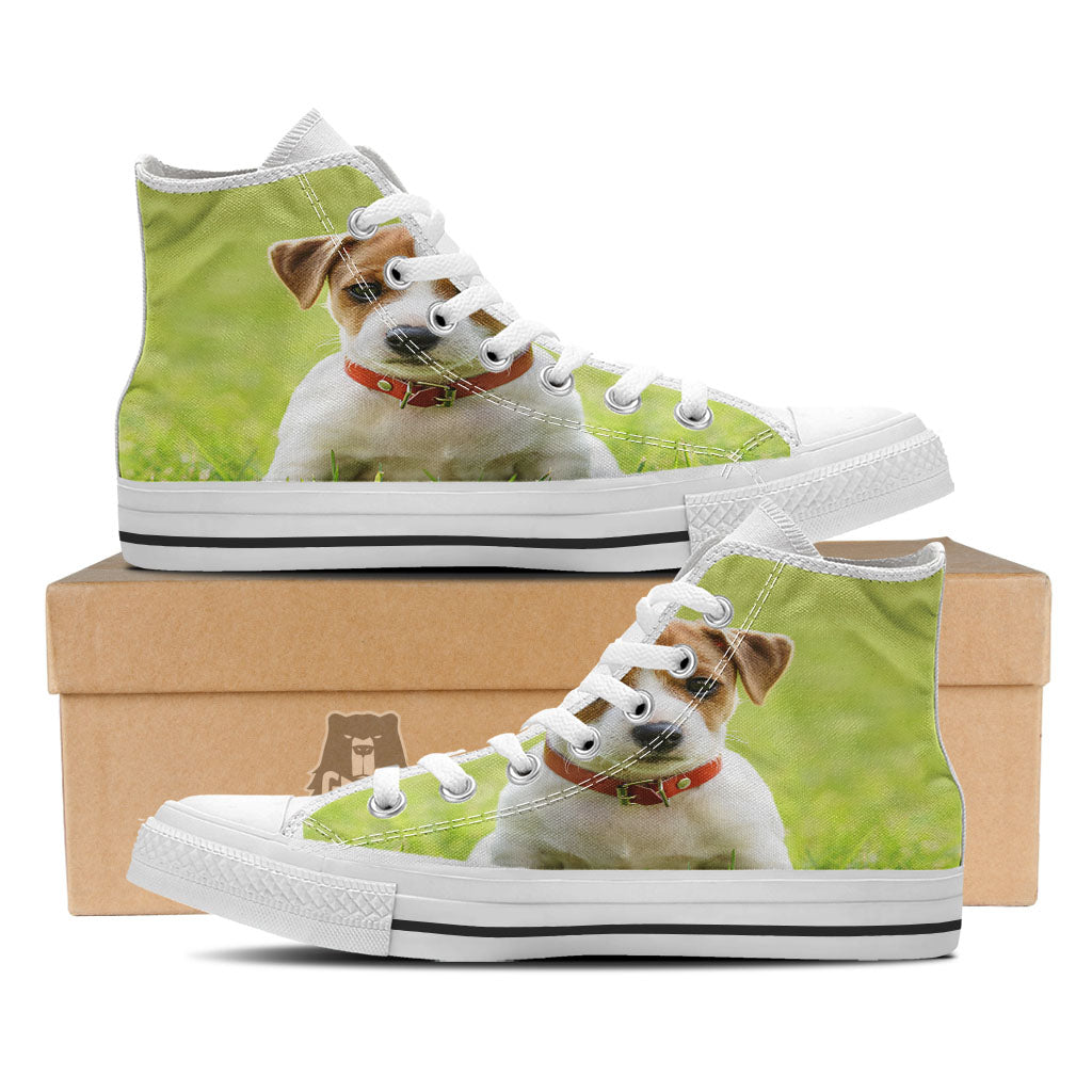 Jack Russell Terrier Little Print White High Top Shoes-grizzshop