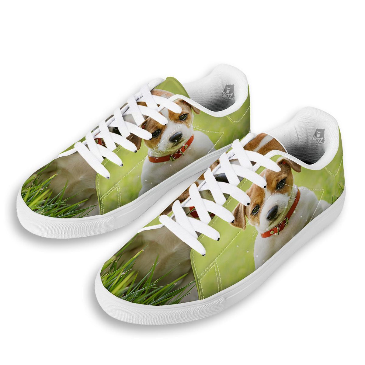 Jack Russell Terrier Little Print White Low Top Sneakers-grizzshop